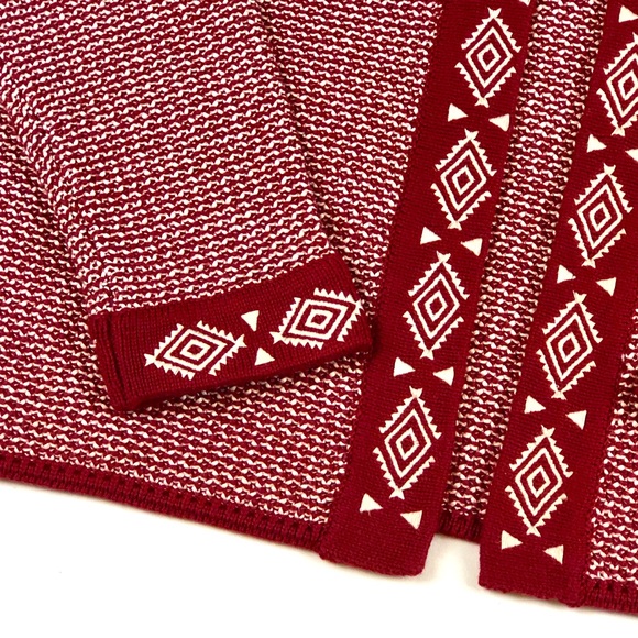 Woolovers New Womens Open Embroidered Placket Carmine Red/Cream Cardigan Size M - Picture 5 of 8